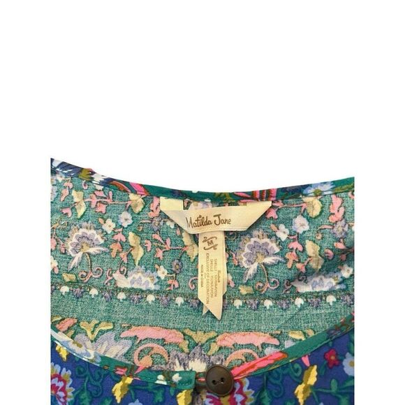 Matilda Jane Ladies M Boho Babydoll Top Evergreen Make Believe Floral Blouse - Picture 5 of 5